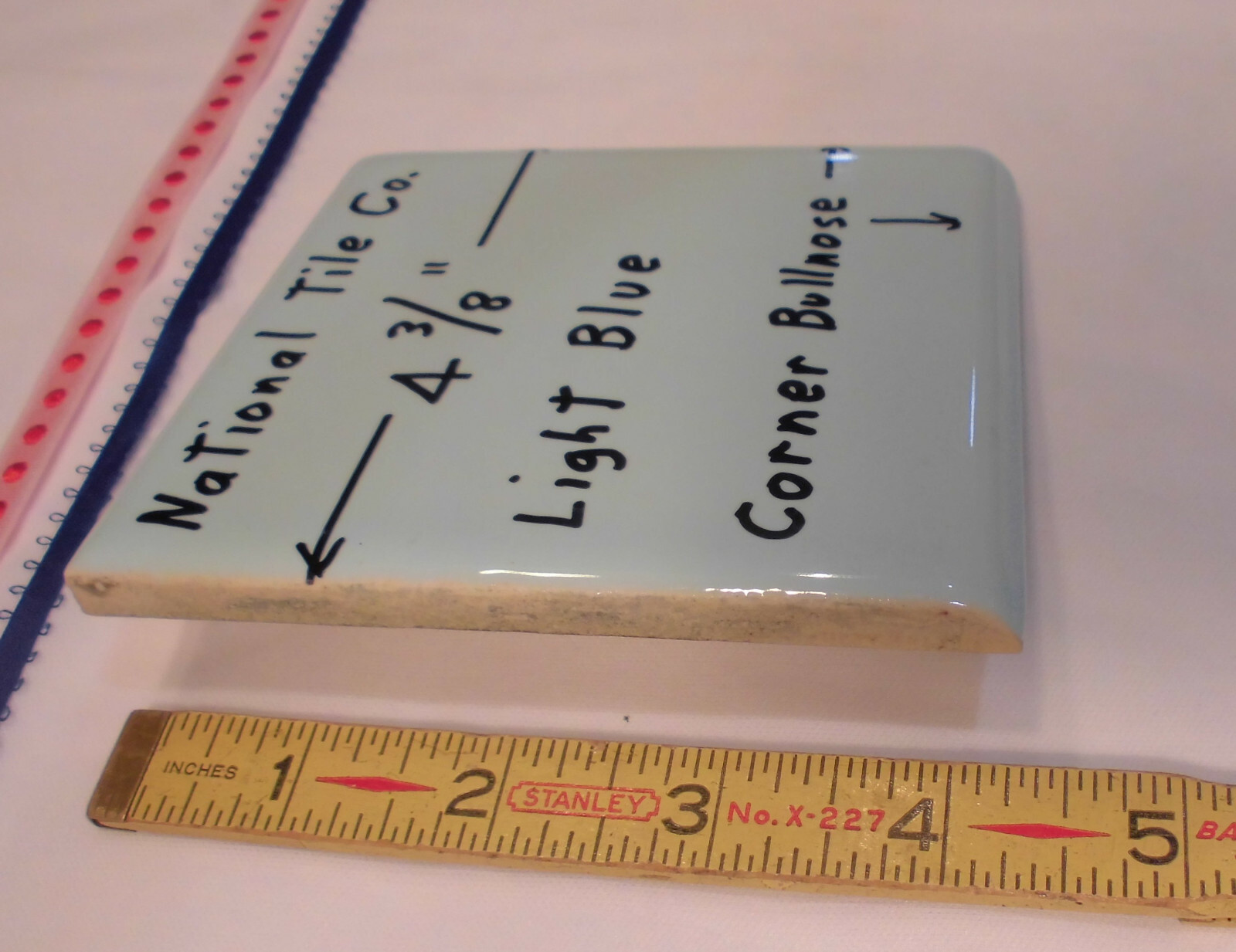 1 pc. *Twilight Blue* Ceramic Glossy Corner Bullnose 4-3/8″ National Tile Co.