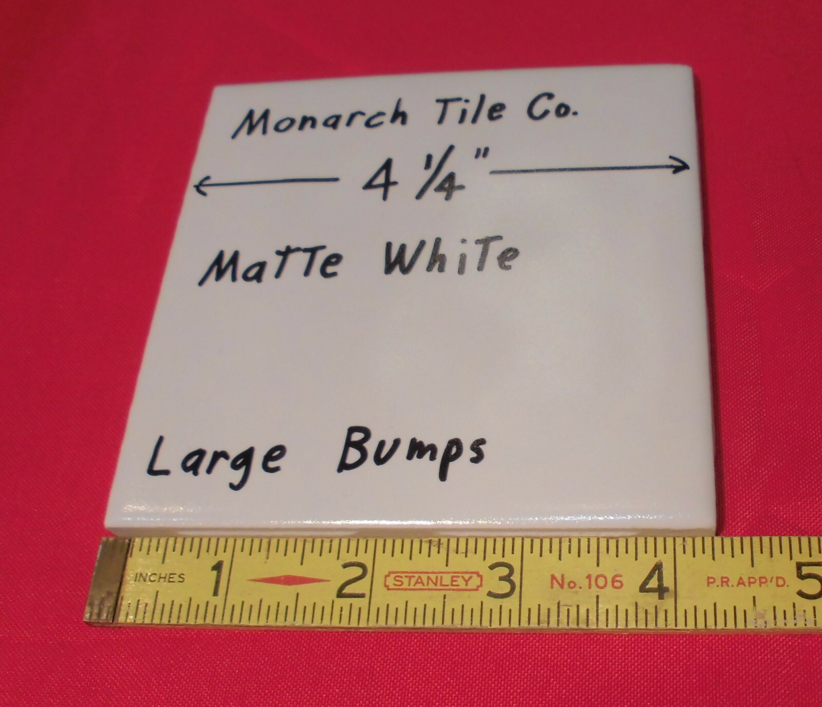 1 pc. Bumpy White Matte Ceramic Tile 4-1/4″ Large Thumb-Like Bumps; by Monarch