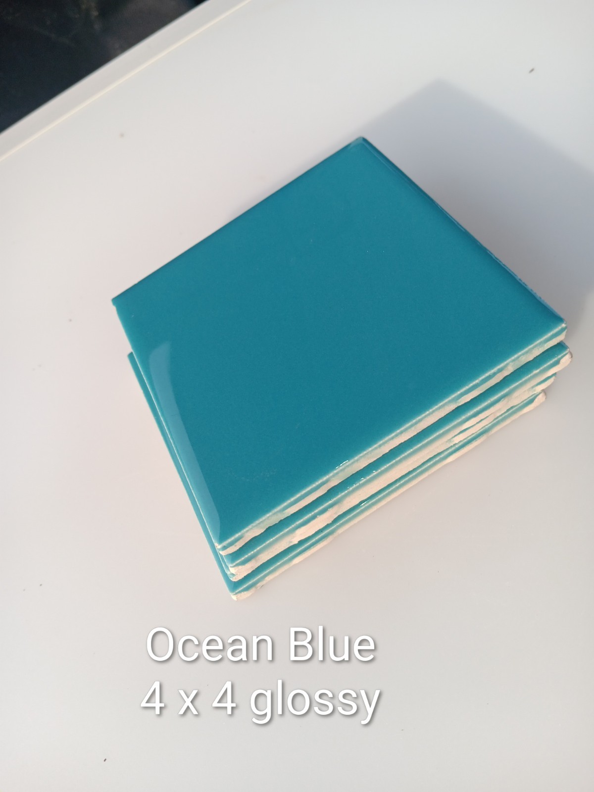 24 Tiles (3 ft²) – Glossy OceanBlue 4×4 Ceramic Subway Tile..Vintage/Retro
