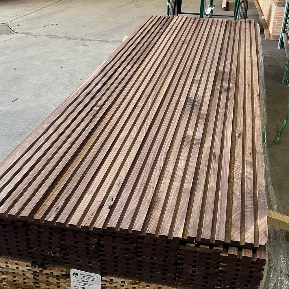 Walnut Shiplap Slat Wall Board Hardwood Panel 2 Ft 5 Pack Solid Unfinished