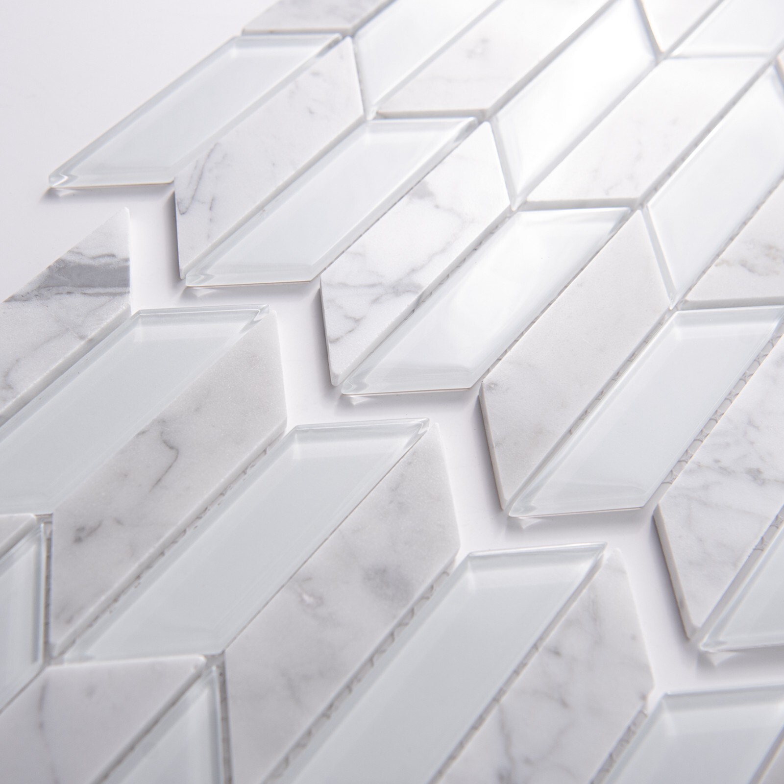 Art3d 11.8”x11.2” Herringbone Mosaic Wall Tile,Decorative Glass Tile,Pack of 5