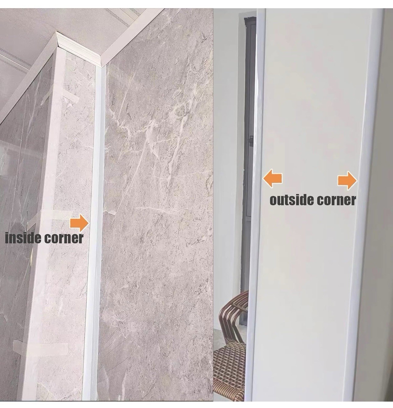 10ft Peel and Stick Outside Vinyl Corner Trim for Tile and Wall Edges