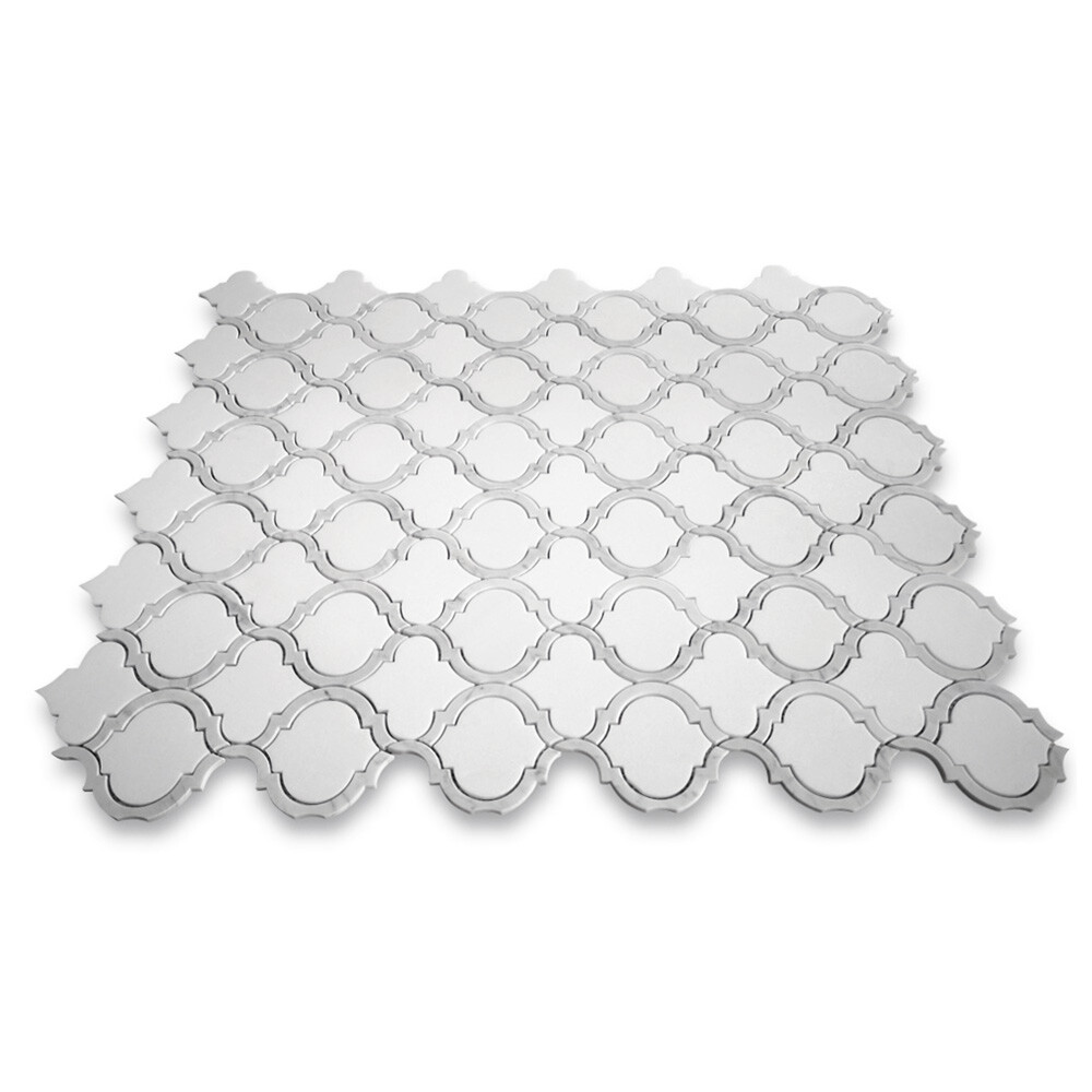 T89AXH Thassos White Marble Arabesque Baroque Lantern Waterjet Tile Honed