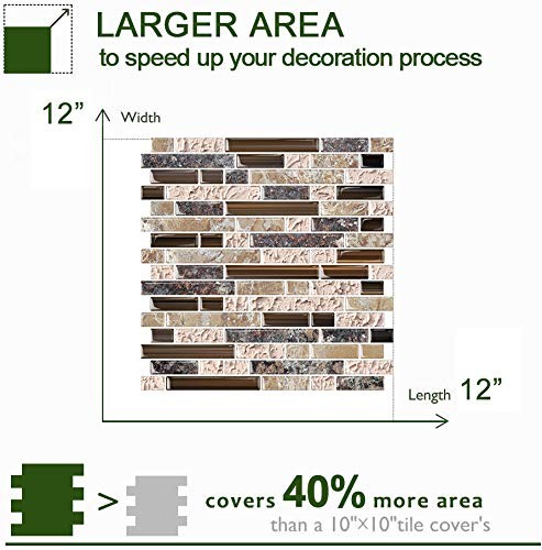 10-Sheet Peel and Stick Wall Tile, Self-Adhesive Kitchen Backsplash in Sandst…