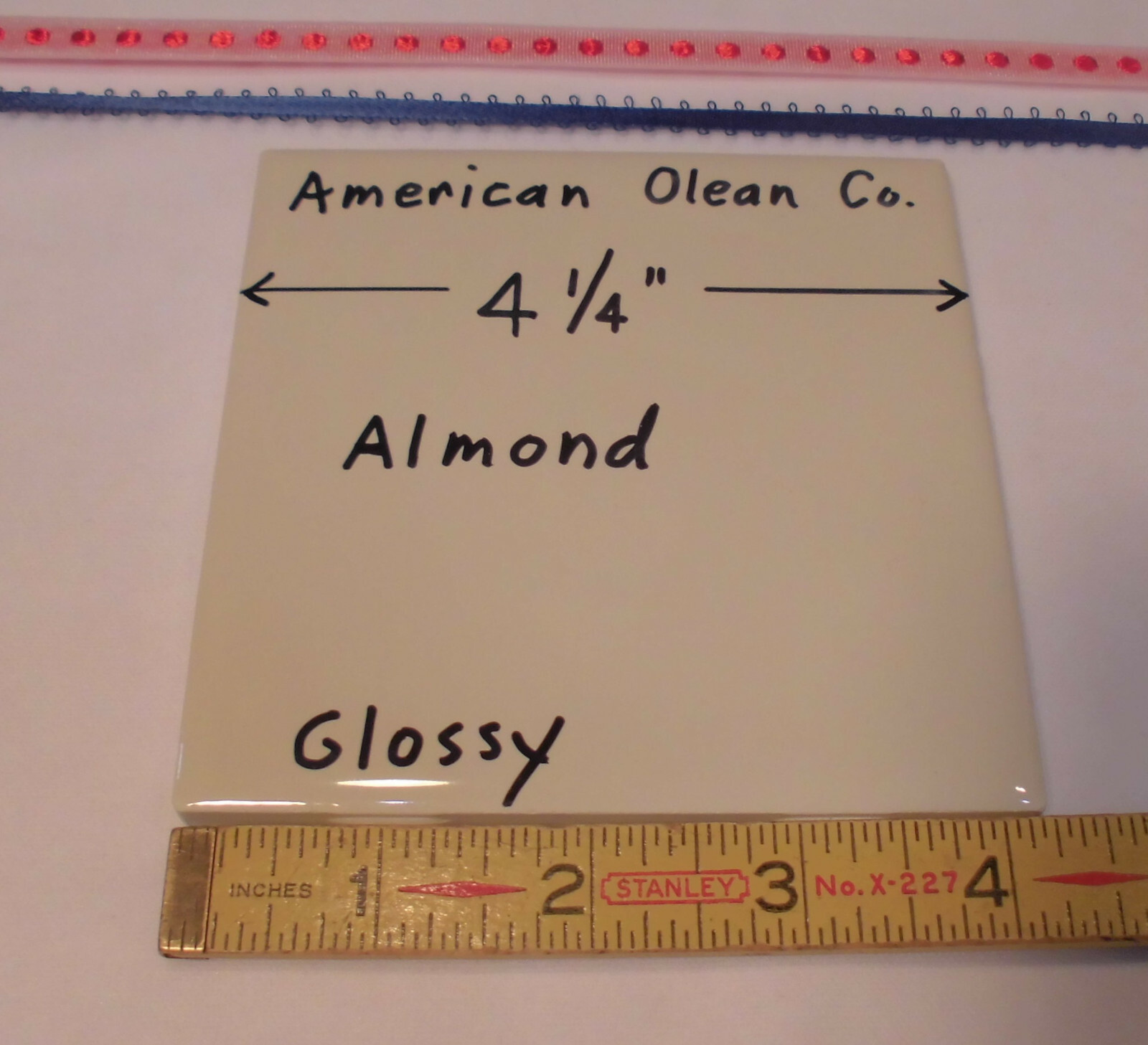 9 pcs. Glossy *Almond* 4-1/4″ Ceramic Tiles by American Olean Co. New Stock