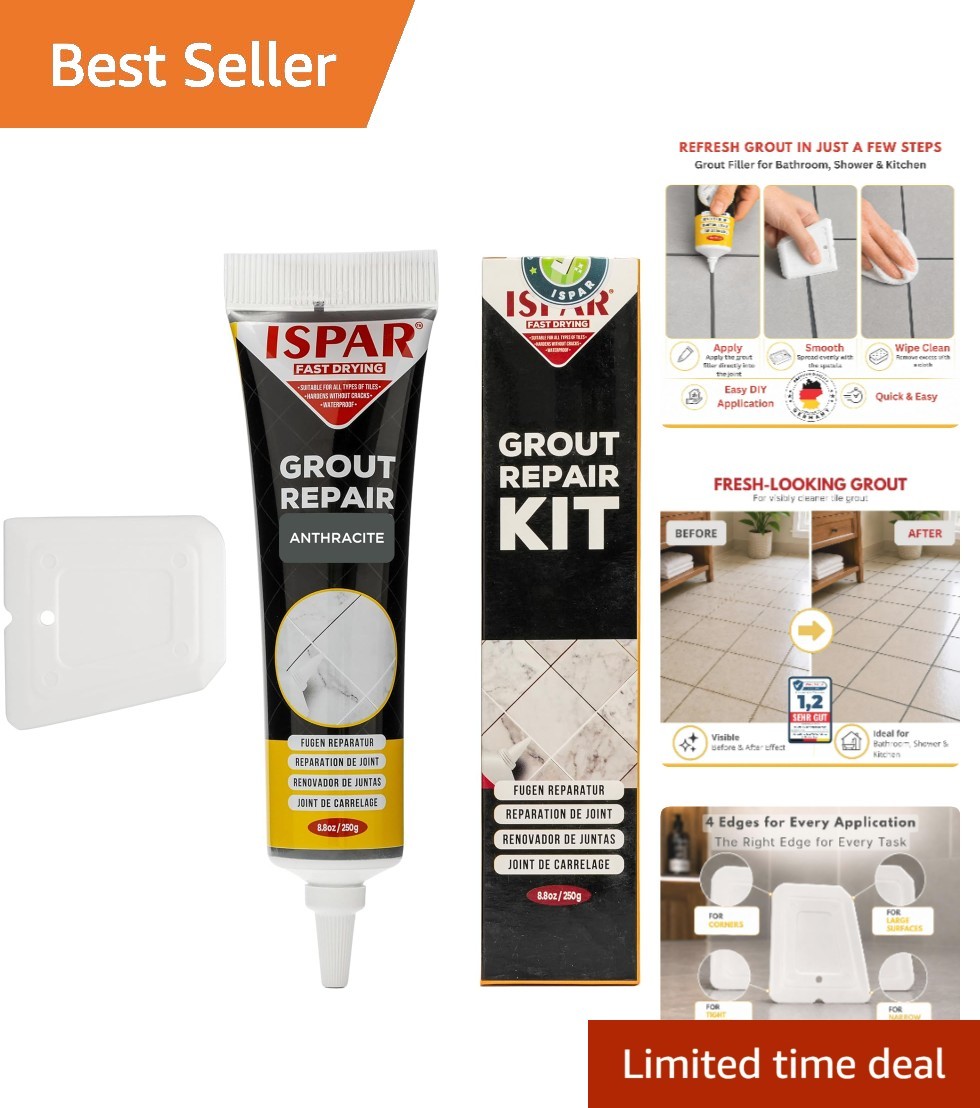 Pre-Mixed Dark Gray Grout Repair Paste for Ceramic & Porcelain Tiles – 8.8 oz