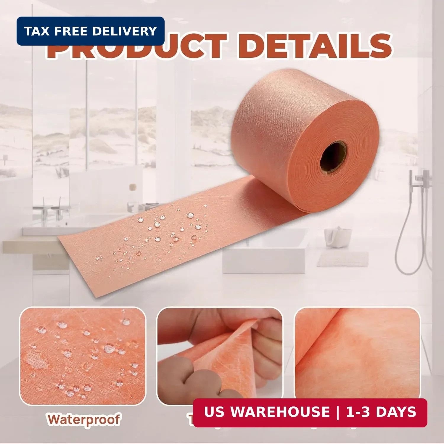 Sidasu 100FT Shower Waterproofing Membrane Roll, 5 Inch Wide | 20 Mil Profession