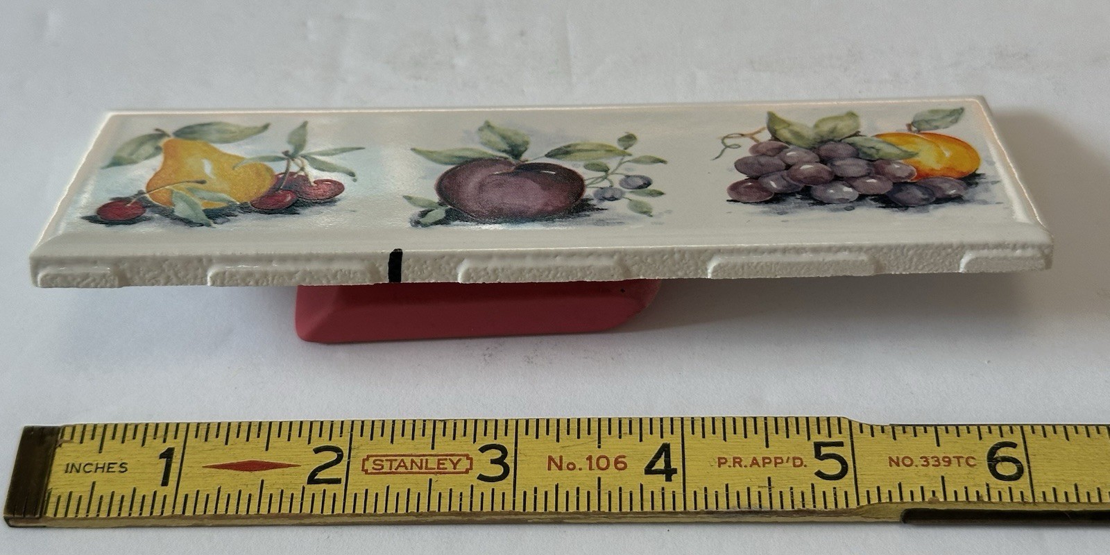 10 pieces: 2″ X 6″ Decorative Ceramic Listello Tile, Country Fruit, made USA