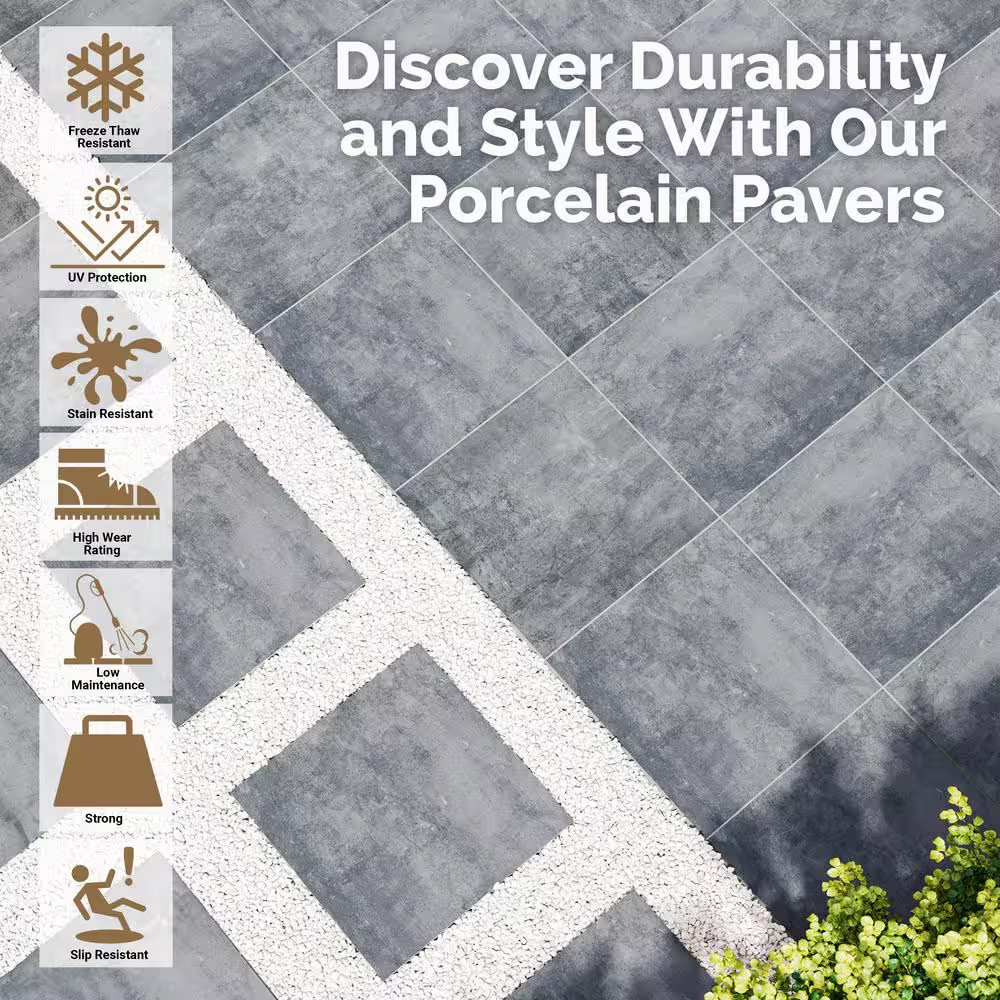 Vulkon Nero 2 Cm. X 24 In. X 24 In. Matte Porcelain Paver Tile (8 Sq. Ft./Case)