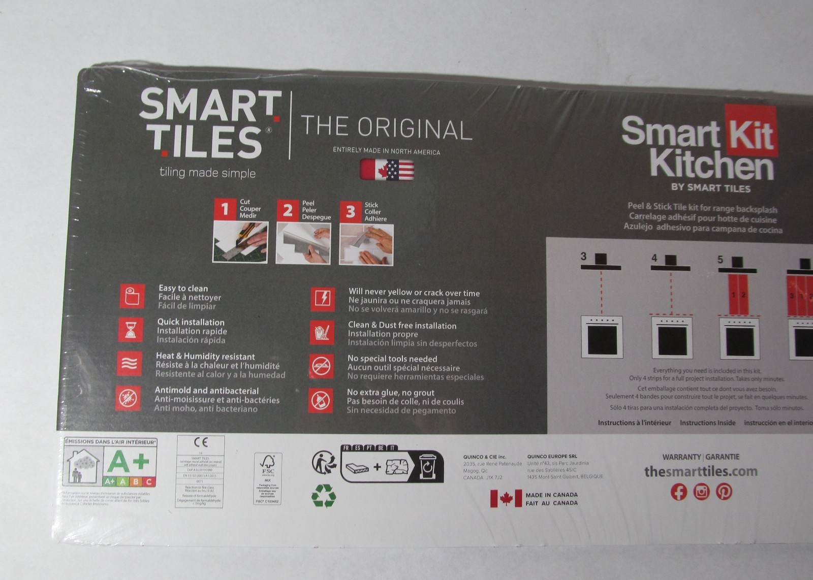 NEW 4-PACK SMART TILES PEEL AND STICK KITCHEN BACKSPLASH WALL TILES SICILE GRAY
