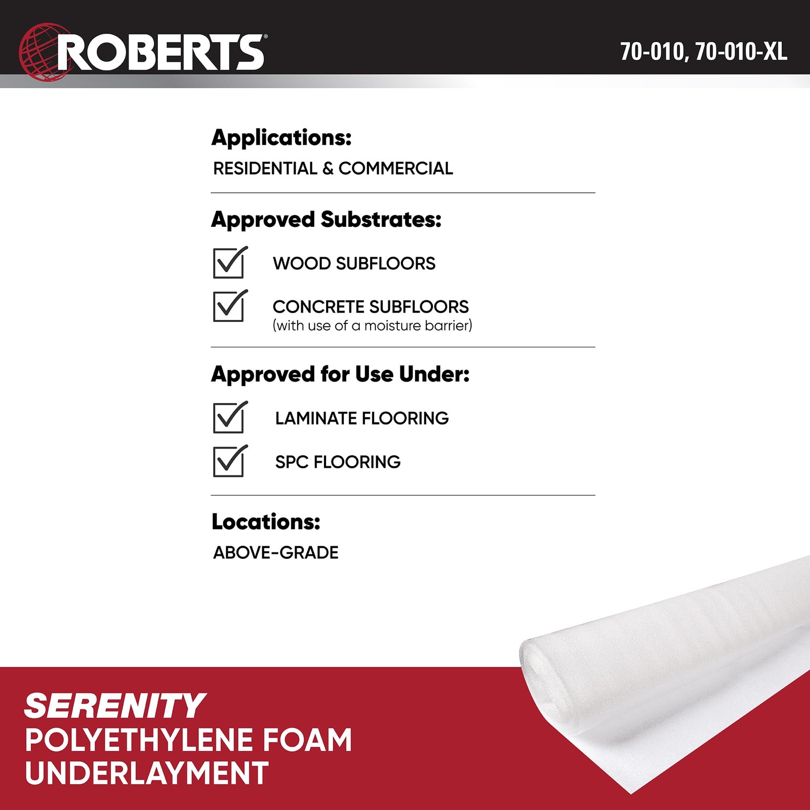 Serenity Foam Underlayment – 100 sq. ft. Roll – 48 x 25′