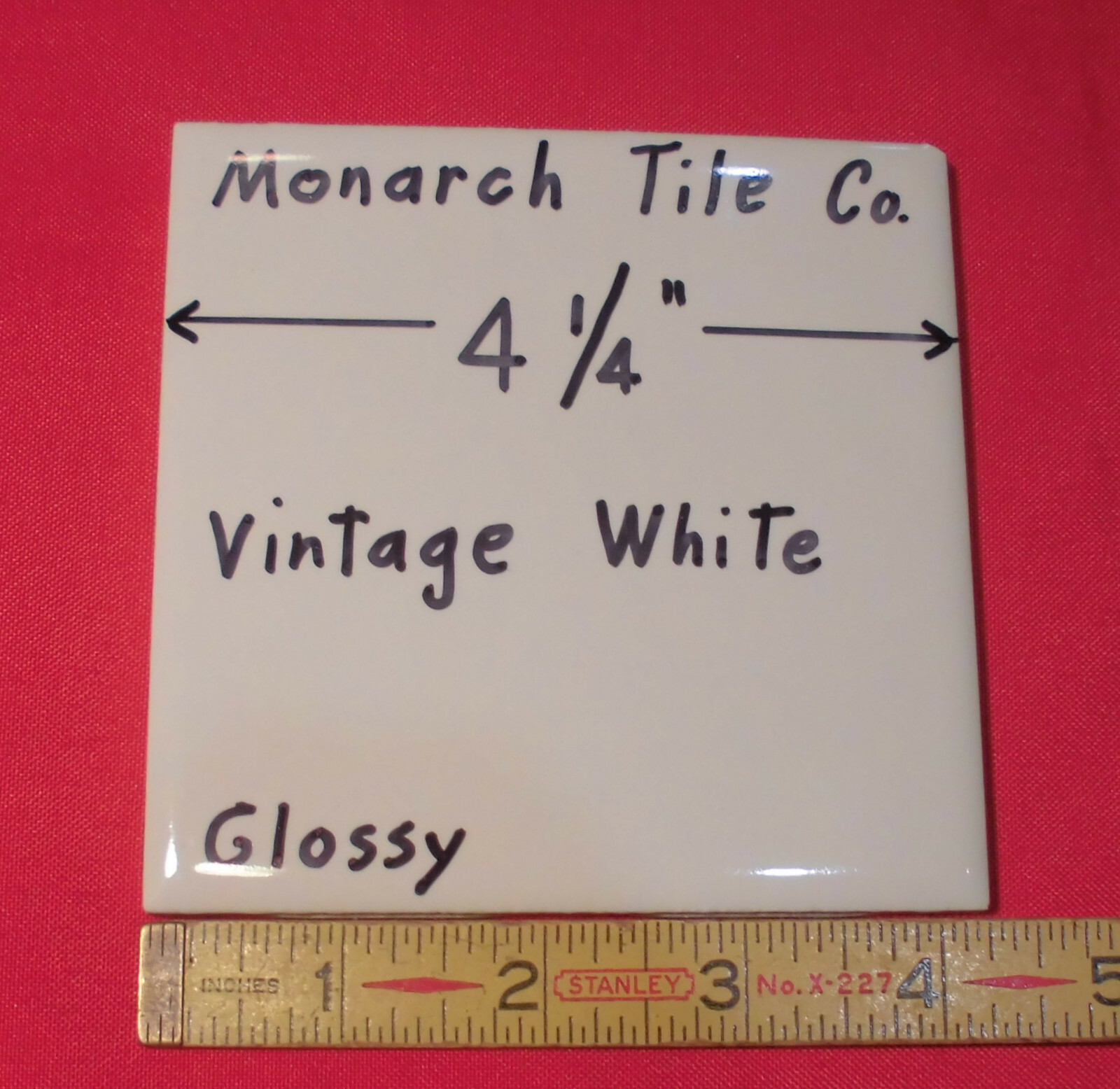 1 pc. Off-White Creamy 4-1/4″ Glossy Ceramic Tile by Monarch Tile Co. USA New