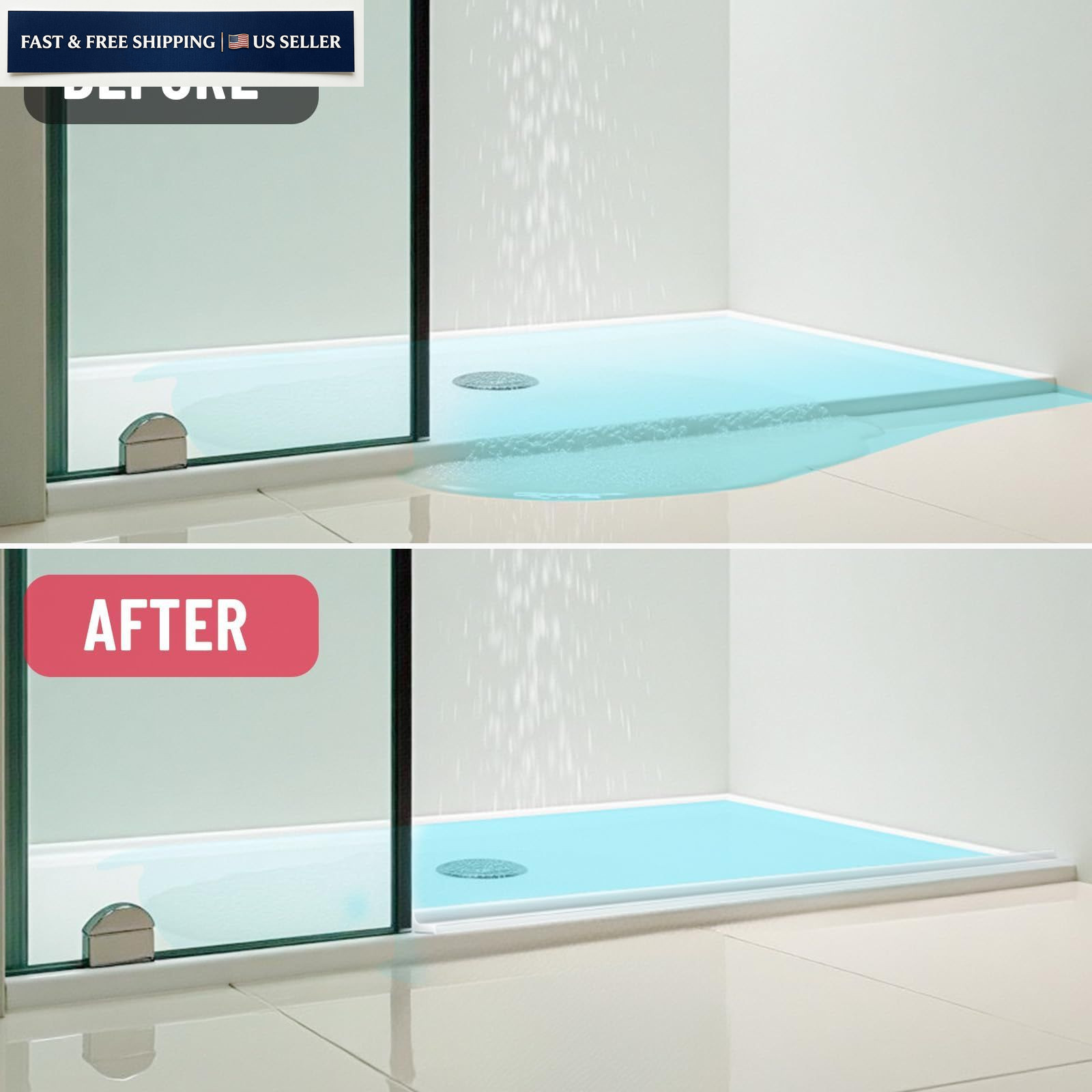 Shower Threshold Water Dam Guard – Self-Adhesive Silicone 39inch, Transparent