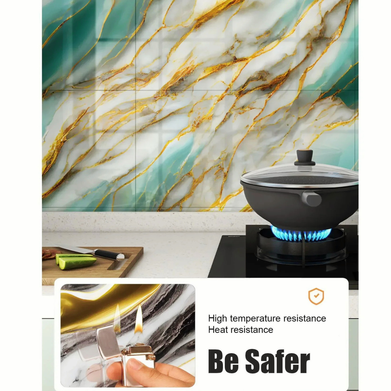 20Pcs Peel and Stick Marble Floor Wall Panels PVC Tiles Sticker US