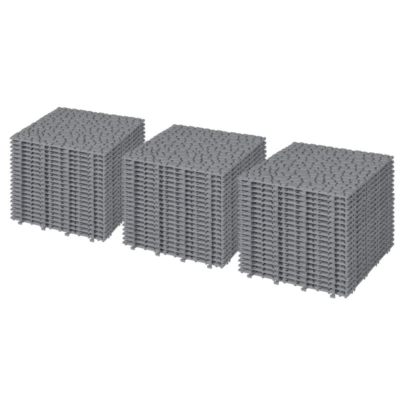 60x Interlocking Deck Tiles, 12 inch Gray Waterproof Anti-slip Bathroom Porch