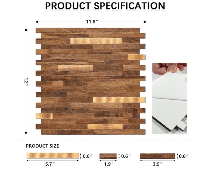 Midcard 10 Sheets Peel and Stick Backsplash PVC Wall Tile