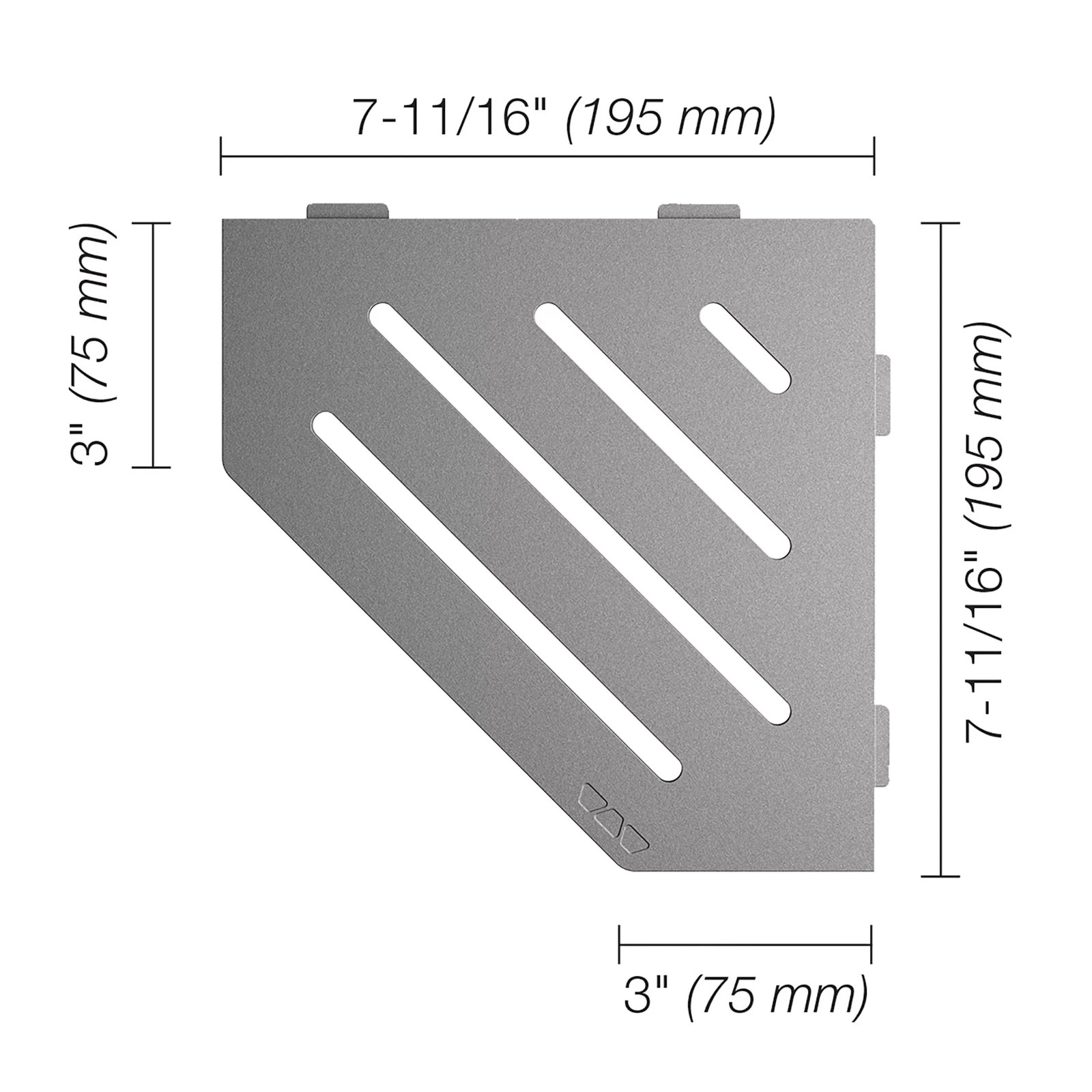 Schluter Systems Shelf Pentagonal Corner Wave Pewter SES2D10TSG