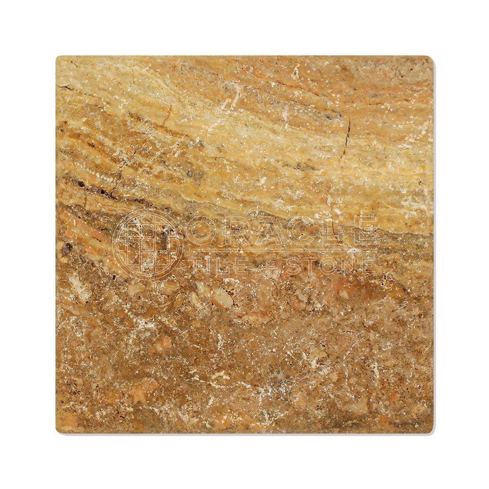 Scabos Travertine 12″ X 12″ Field Tile, Tumbled