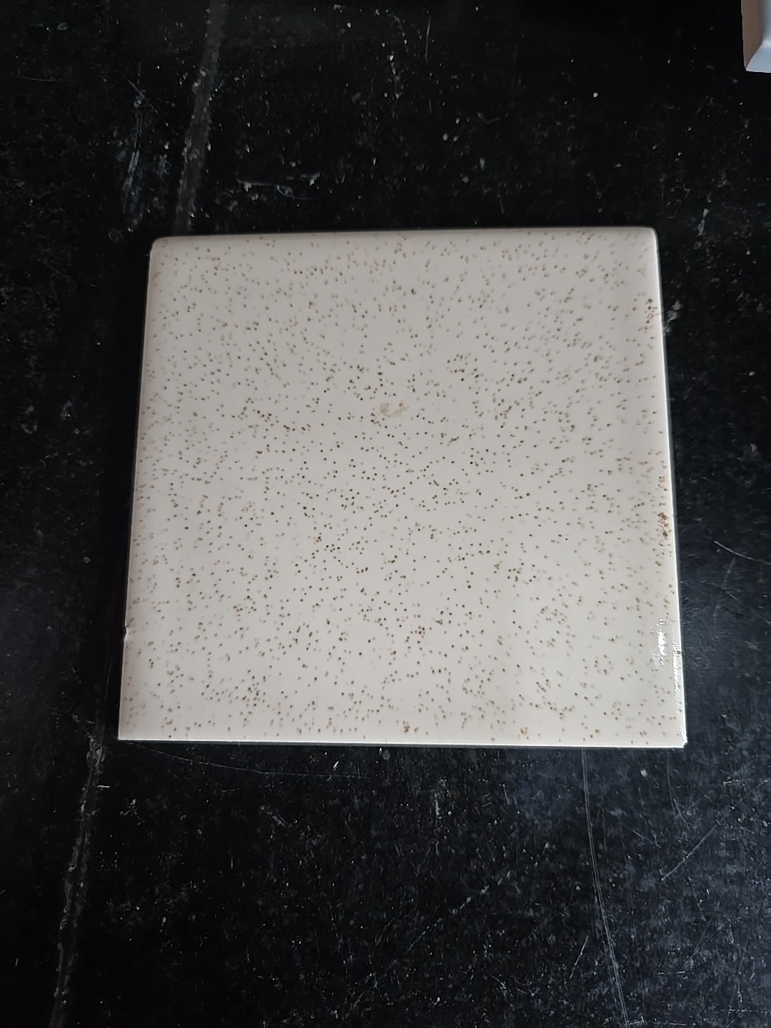 Vintage Florida Tile 4 3/8″ Bullnose NOS Buckwheat W/gold/silver Specks
