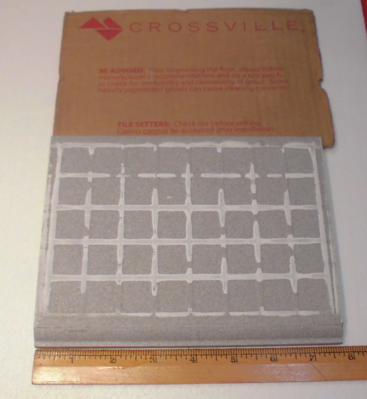 1 pc. Speckled Grays: Cove-Base Ceramic Tile, matte 7-3/4″ X 5-7/8″ Bullnose Top