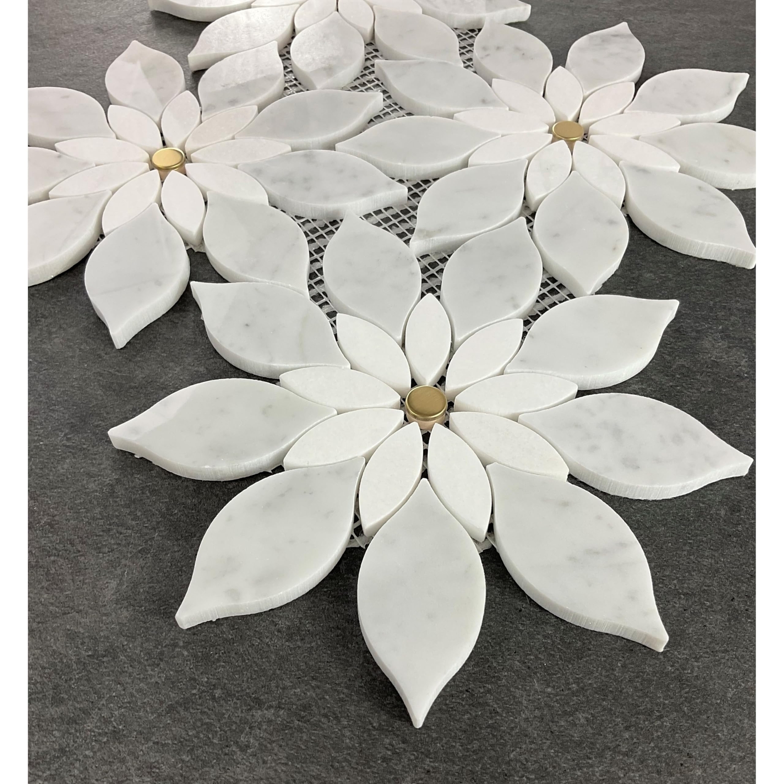 Flower attern Waterjet Marble Mosaic Wall Tiles Case 7 Sheets White Irregular