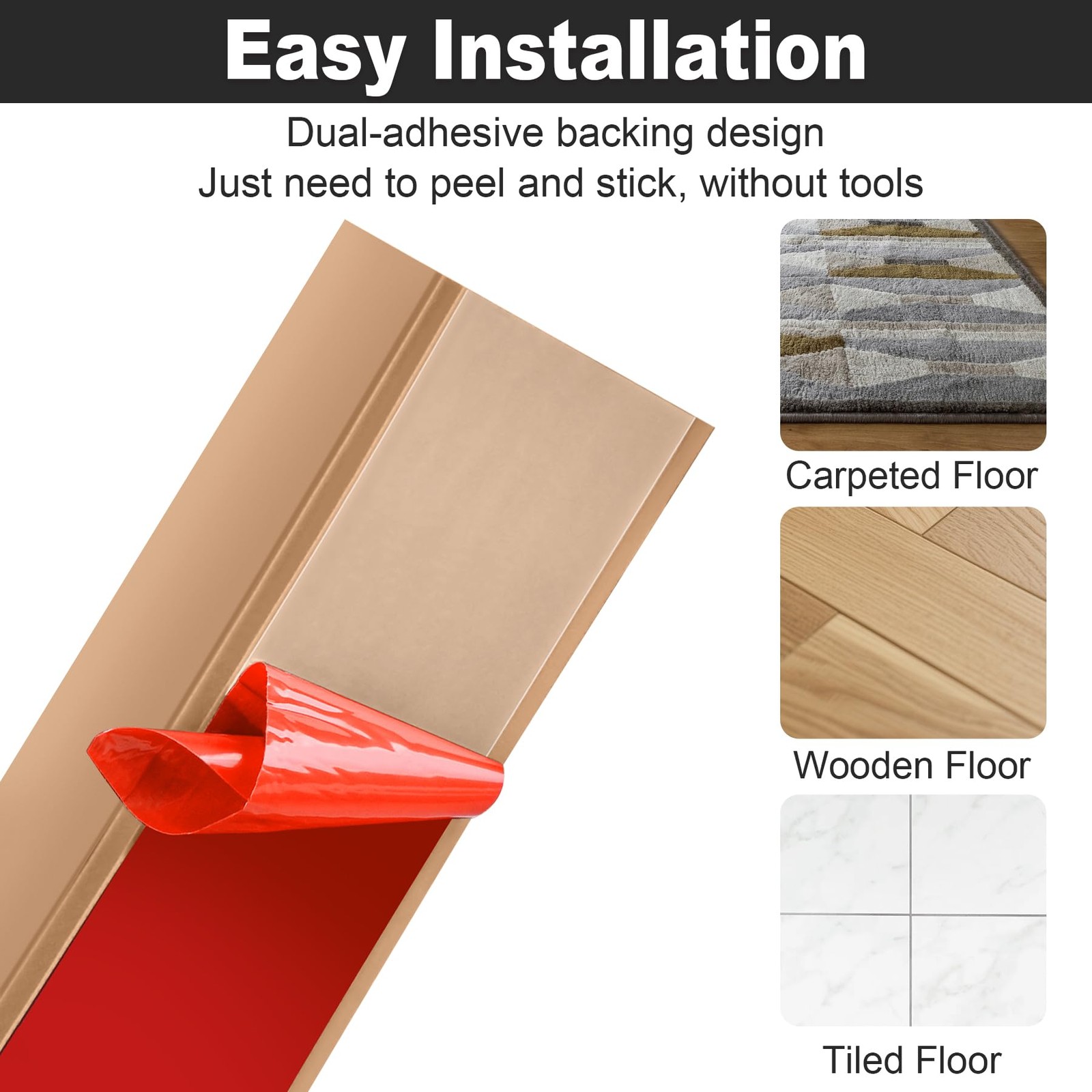 MYFAMIREA Floor Transition Strip Light Brown Wood Grain 10FT