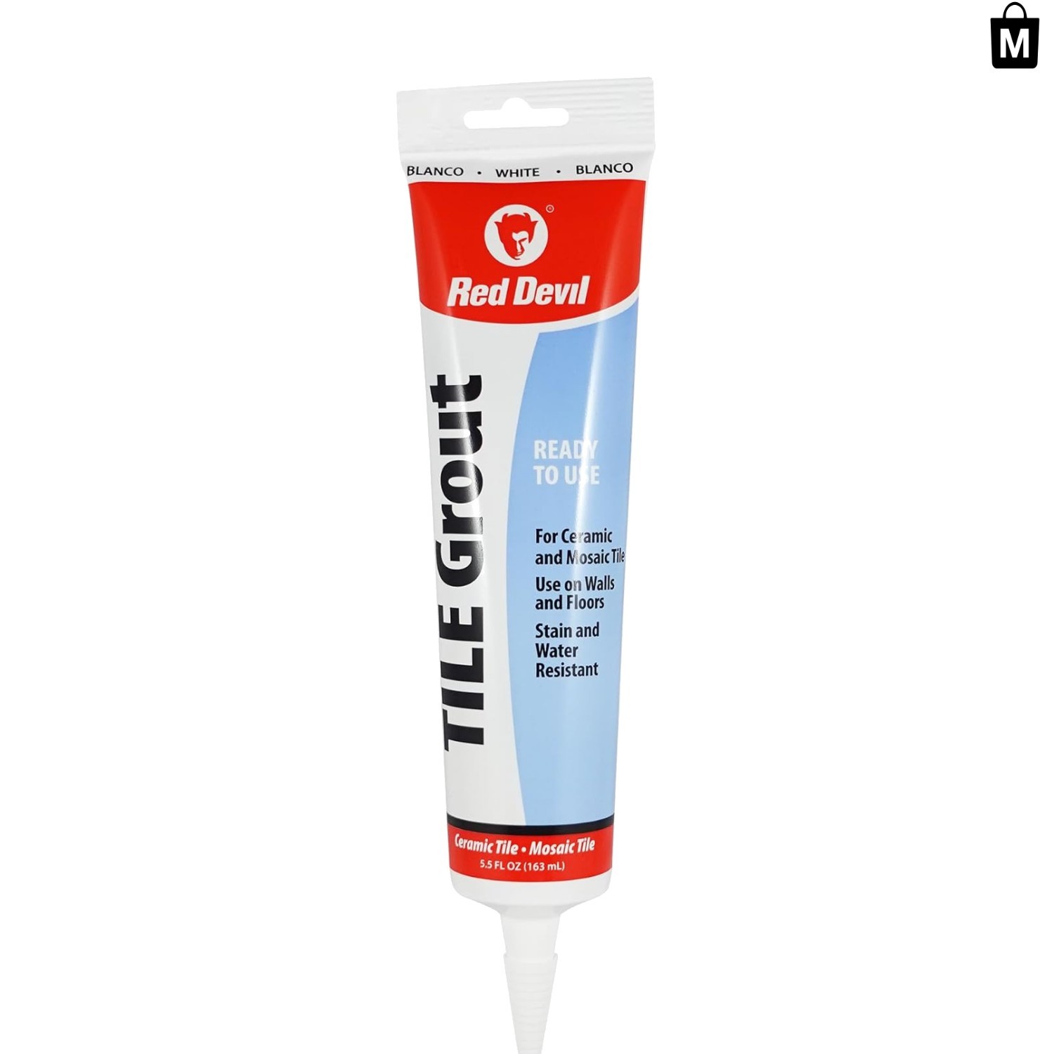 5.5 oz Pre-Mixed Tile Grout for Excellent Adhesion on Walls & Floors, White