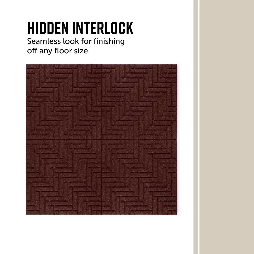 16 In. X 16 In. X 5/8 In. Red Herringbone Smartloc Rubber Paver (9-Pack)