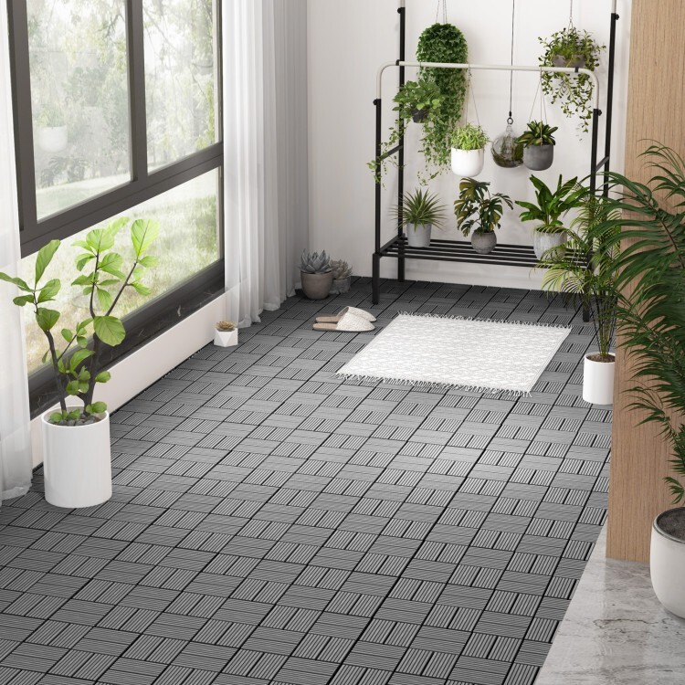 18PCS Interlocking Waterproof Patio Outdoor Garden Flooring Decking Tiles 12×12″
