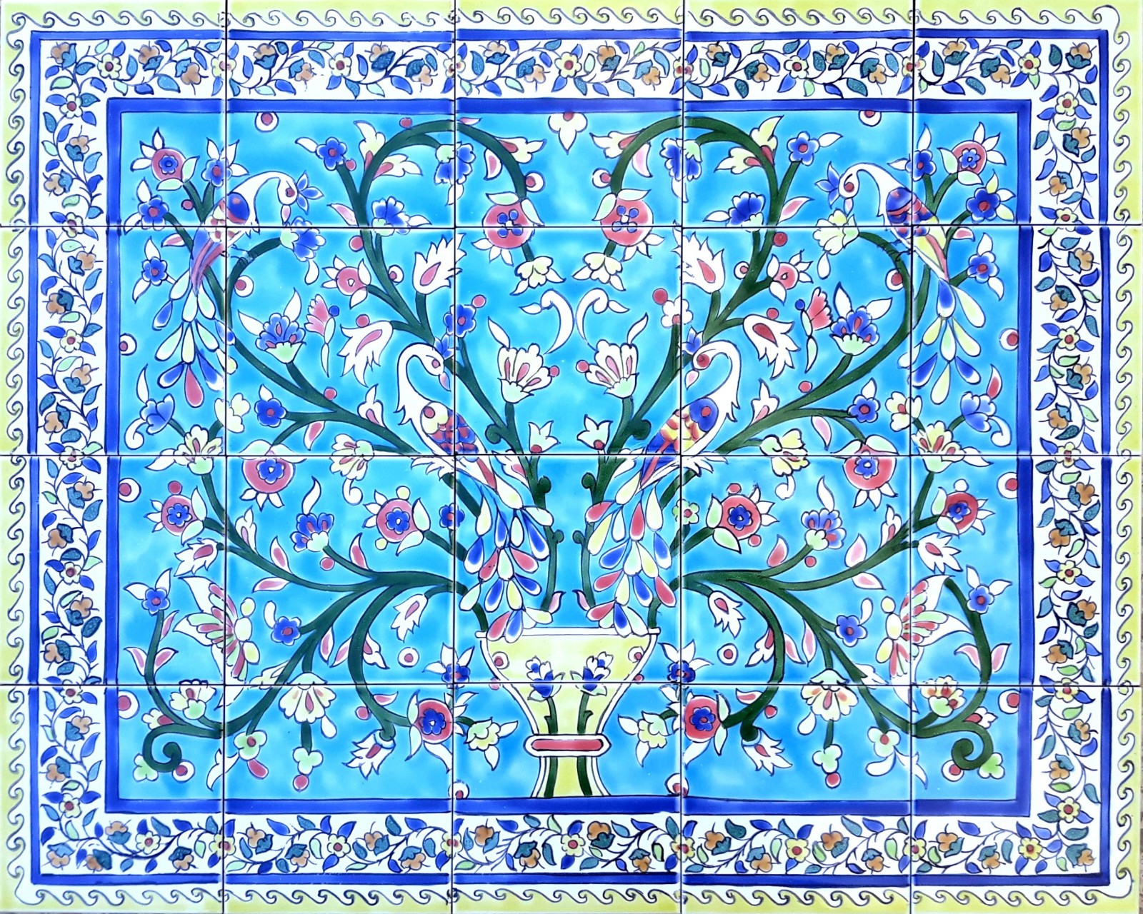 30inx24in Collector Mosaic Backsplash Ceramic Tile Wall Art Mural Peacock Design