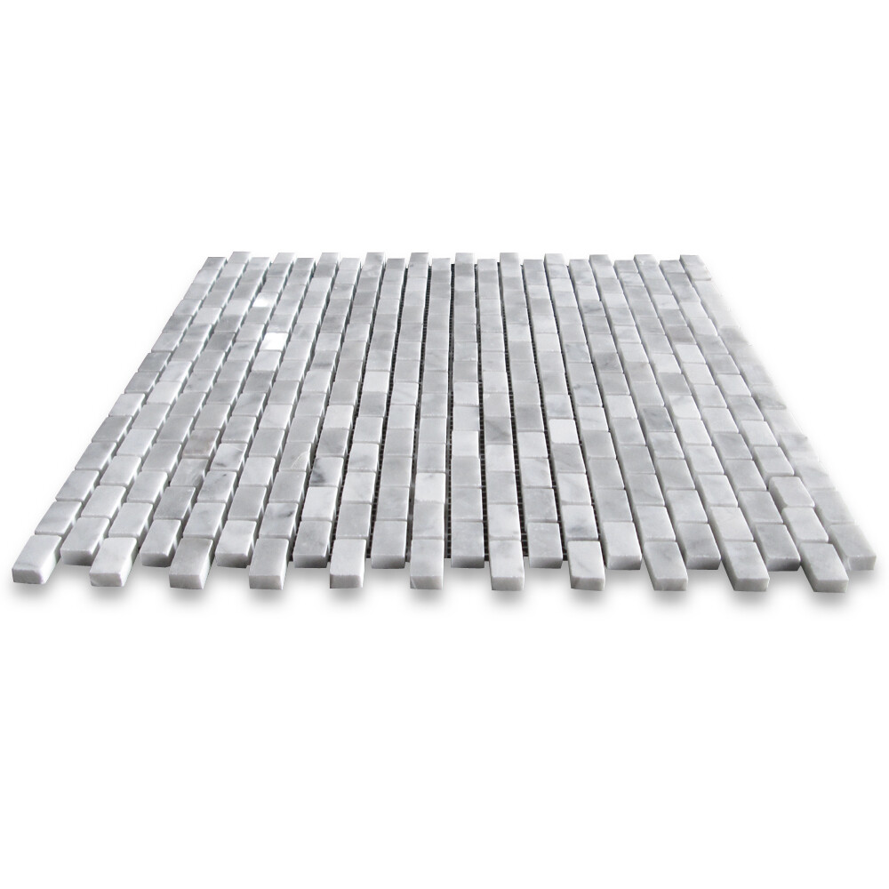 C60XP Carrara Marble Mini Brick Subway Mosaic Tile Polished Venato Carrera