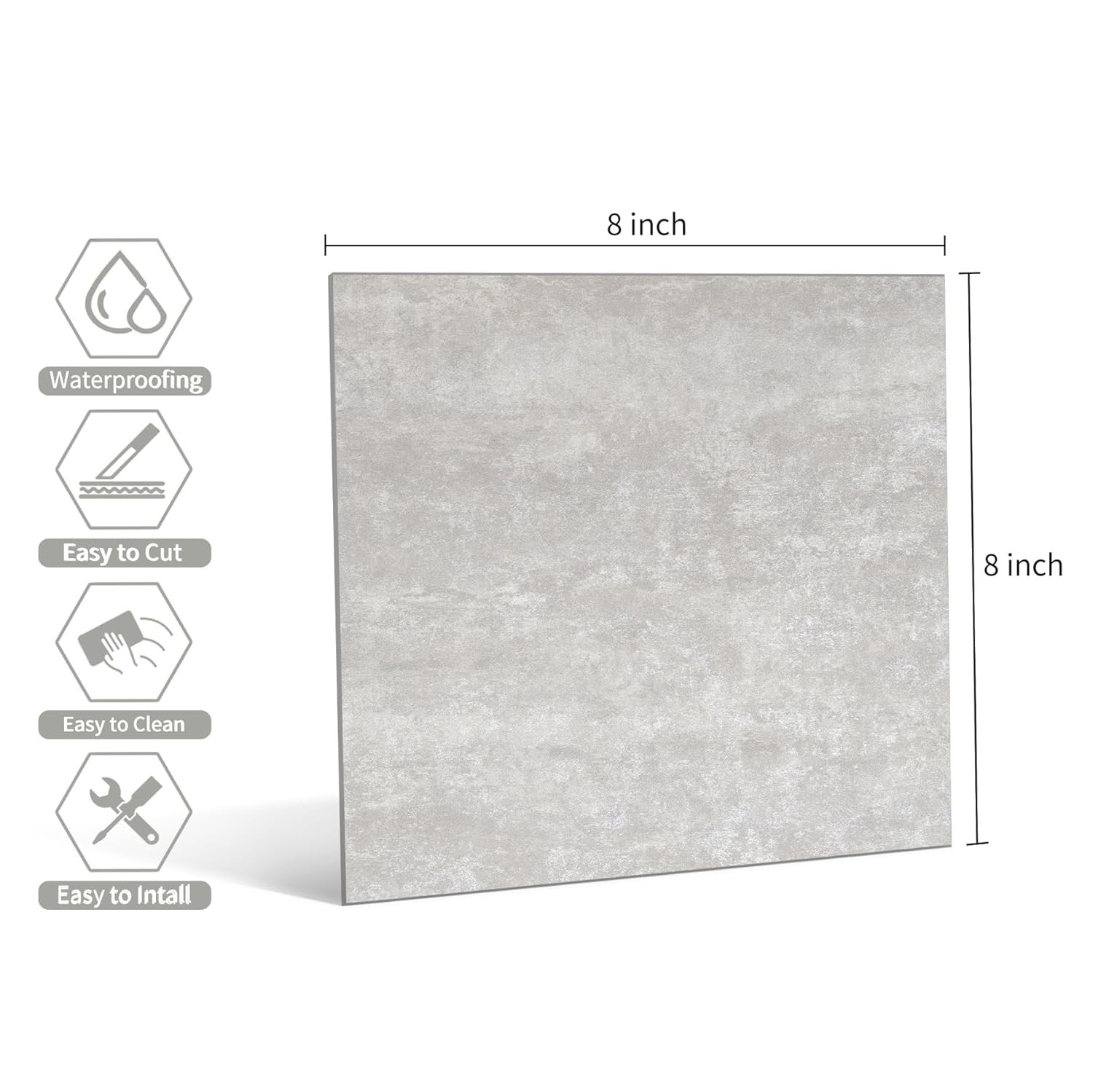 W&S 1-Sheet Peel and Stick Floor Tile, Warm Grey Stick on Backplash for Kitch…