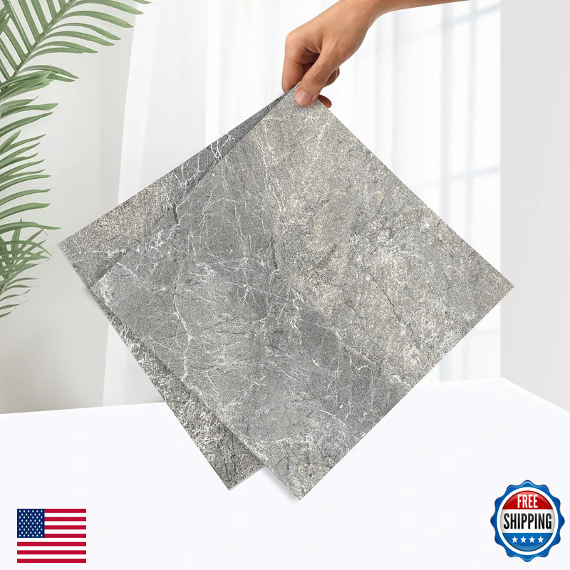 Lareko 20Sq.Ft Grey Marble Peel And Stick Vinyl Floor Tiles20 Tiles – 12 X