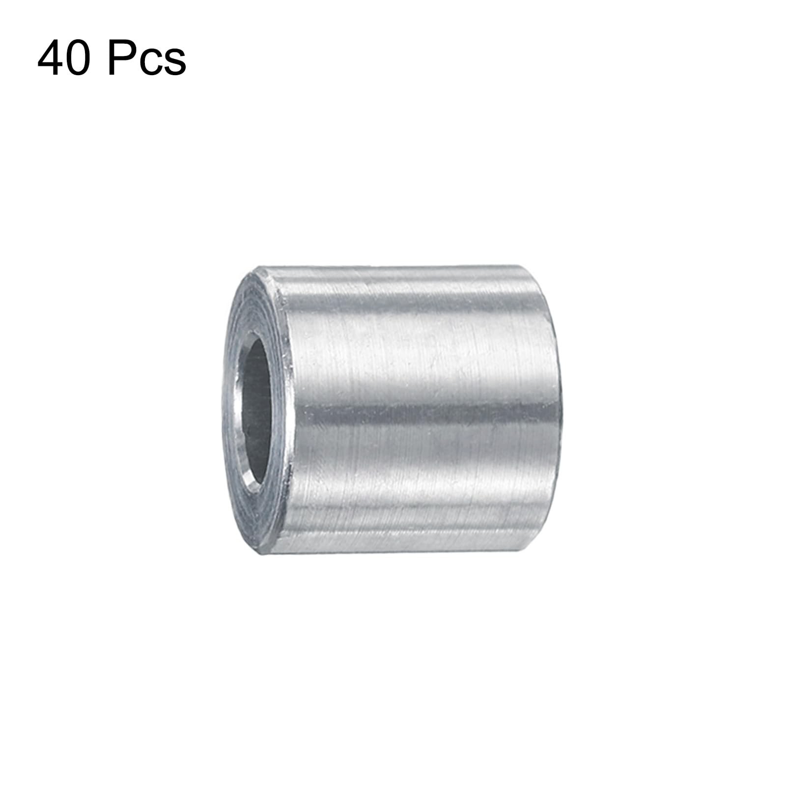 uxcell 40pcs Aluminum Spacer 5mm Bore x 10mm OD x 9mm Length Silver tone