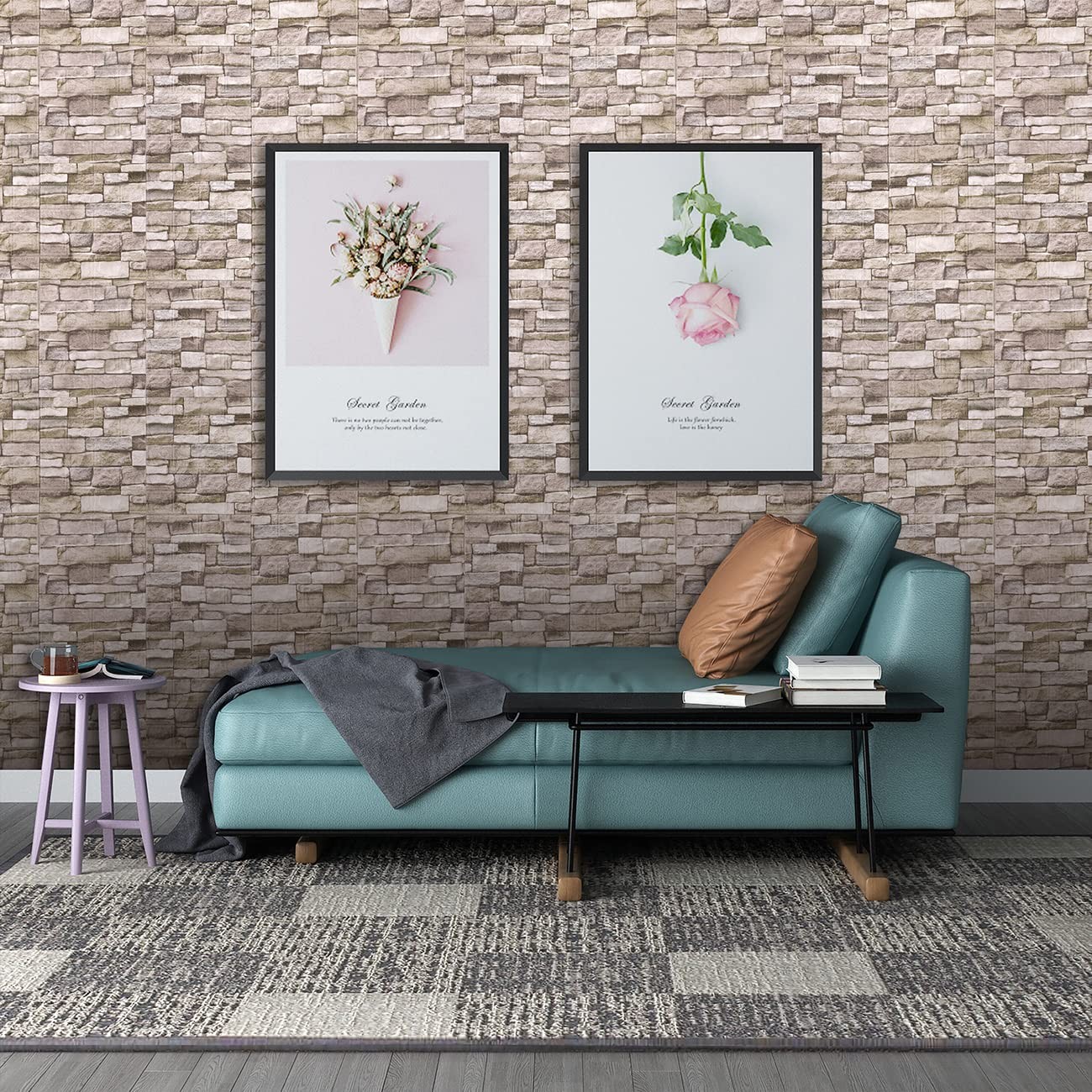 20PCS Rock Color Peel and Stick Faux Brick 3D Wall Panels Decor Stickers