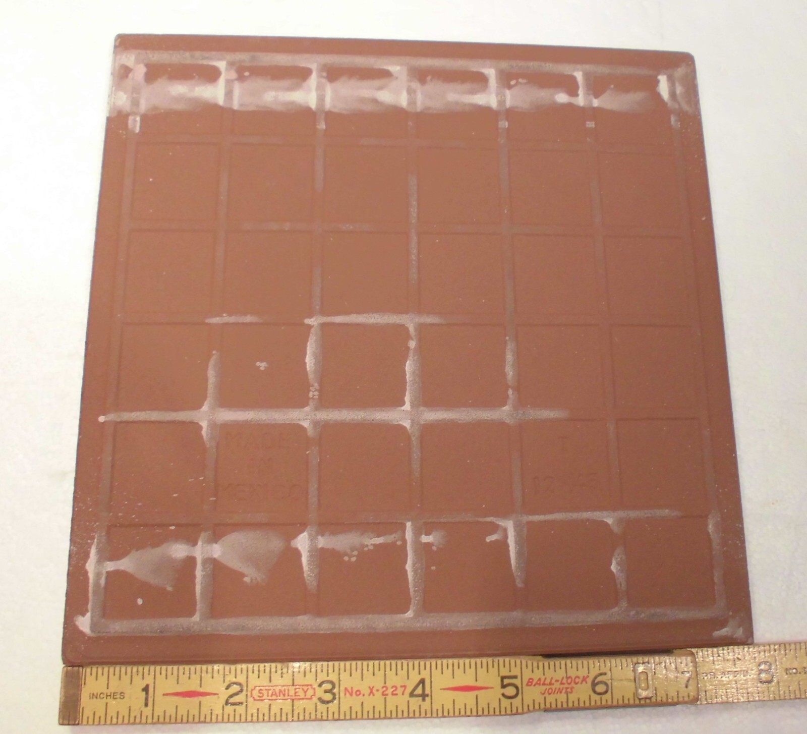 1 pc. Speckled: 7-3/4″ Ceramic Floor Tile: Light + Dark Grays with Burgundy, NEW