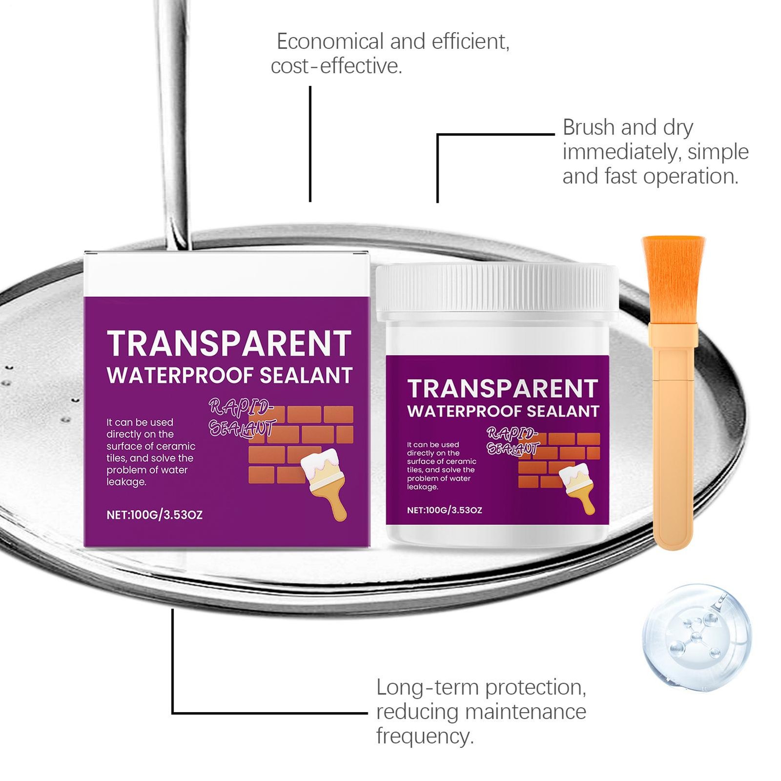 Invisible Waterproof Agent -Transparent Waterproof Insulating Sealant With Brush