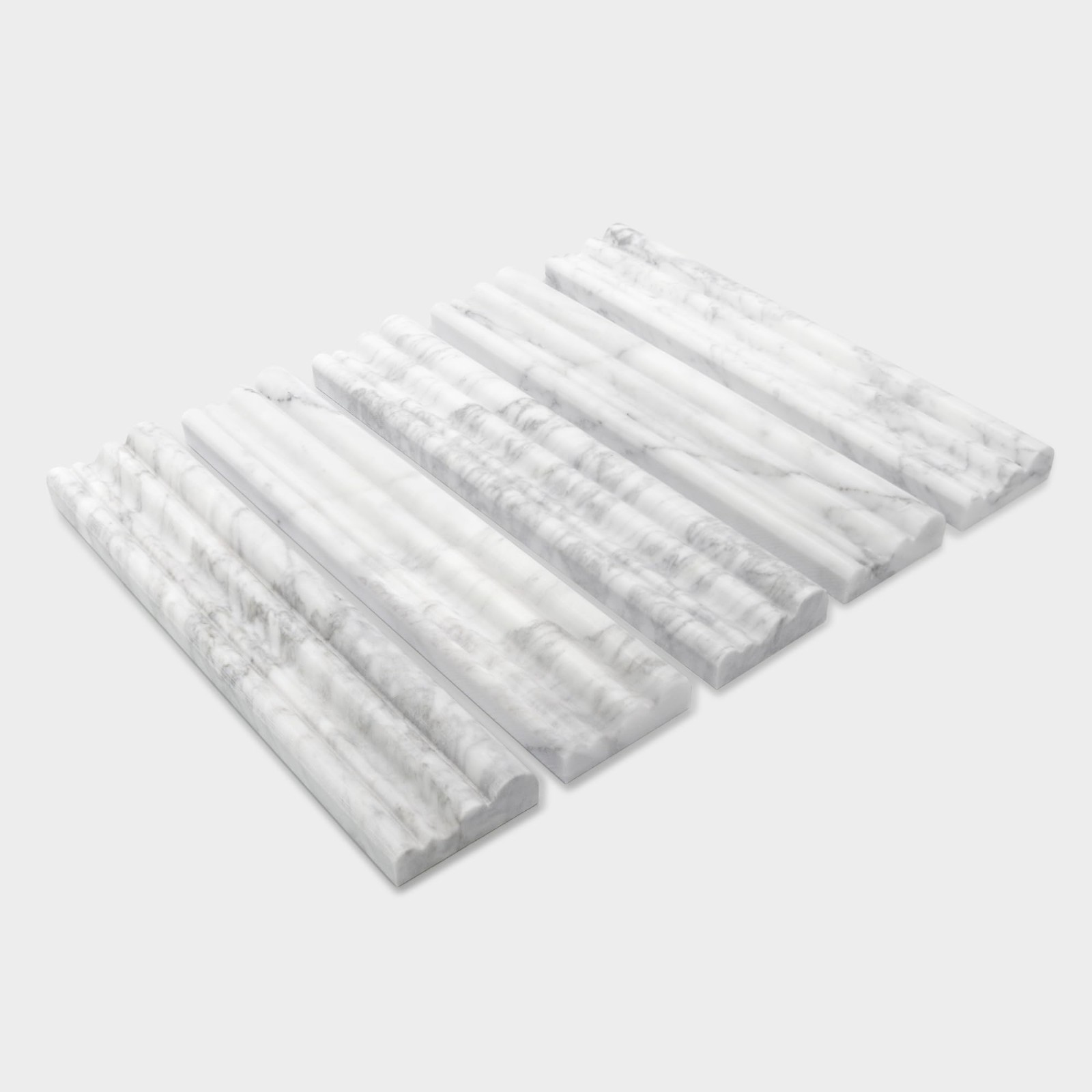5-Pack Carrara White Marble Chair Rail Trim Molding, 2.5″ x 12″ Natural Stone Ti