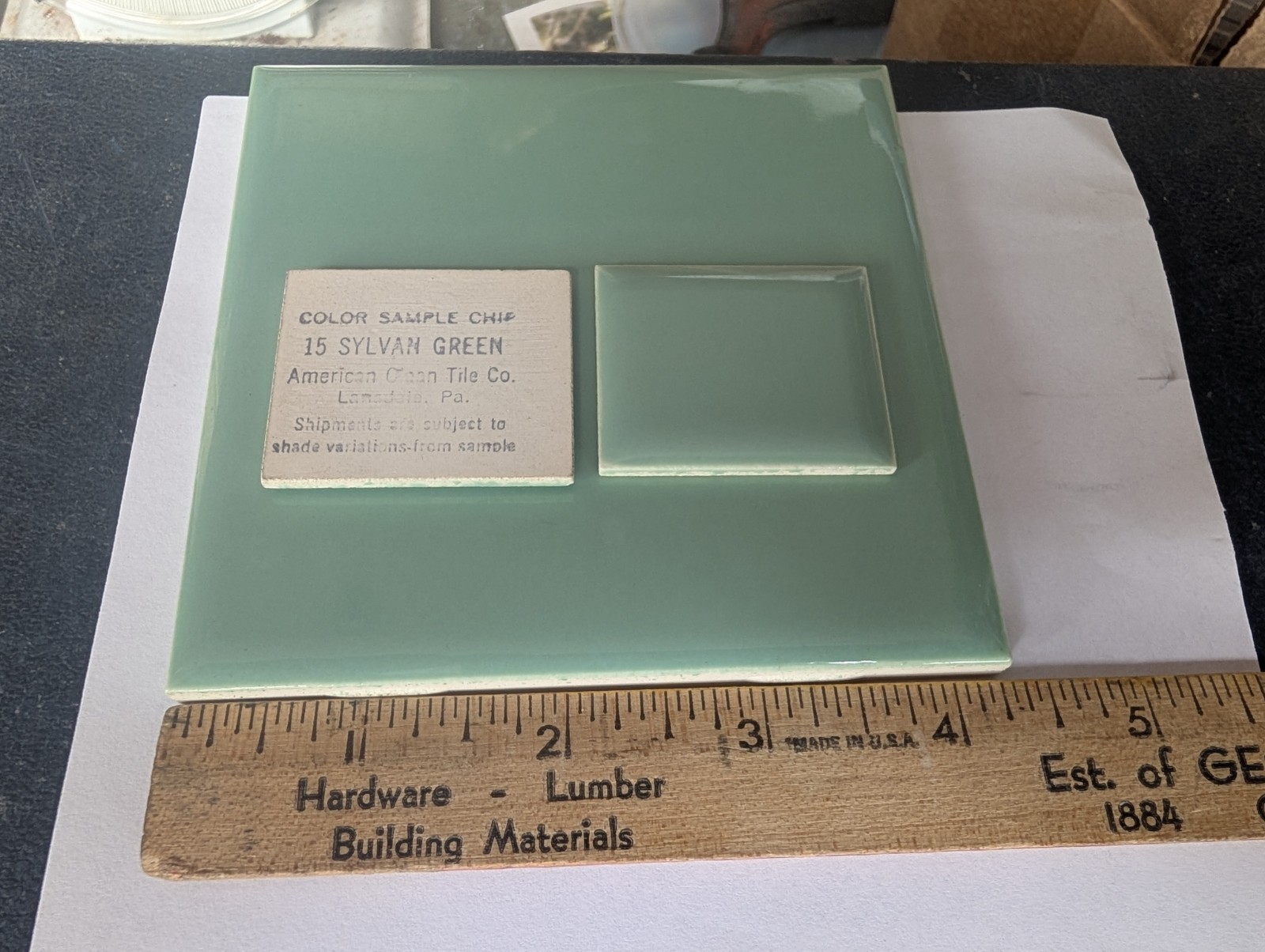 2 pieces 4 1/4″ Ceramic Tile #15 Sylvan Green New American Olean Tile