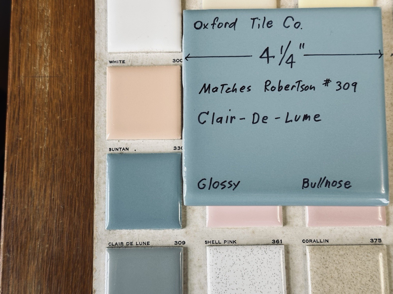1 pc. Clair-De-Lume: 4-1/4″ Glossy Bullnose Ceramic Tile, Oxford + Robertson Co.