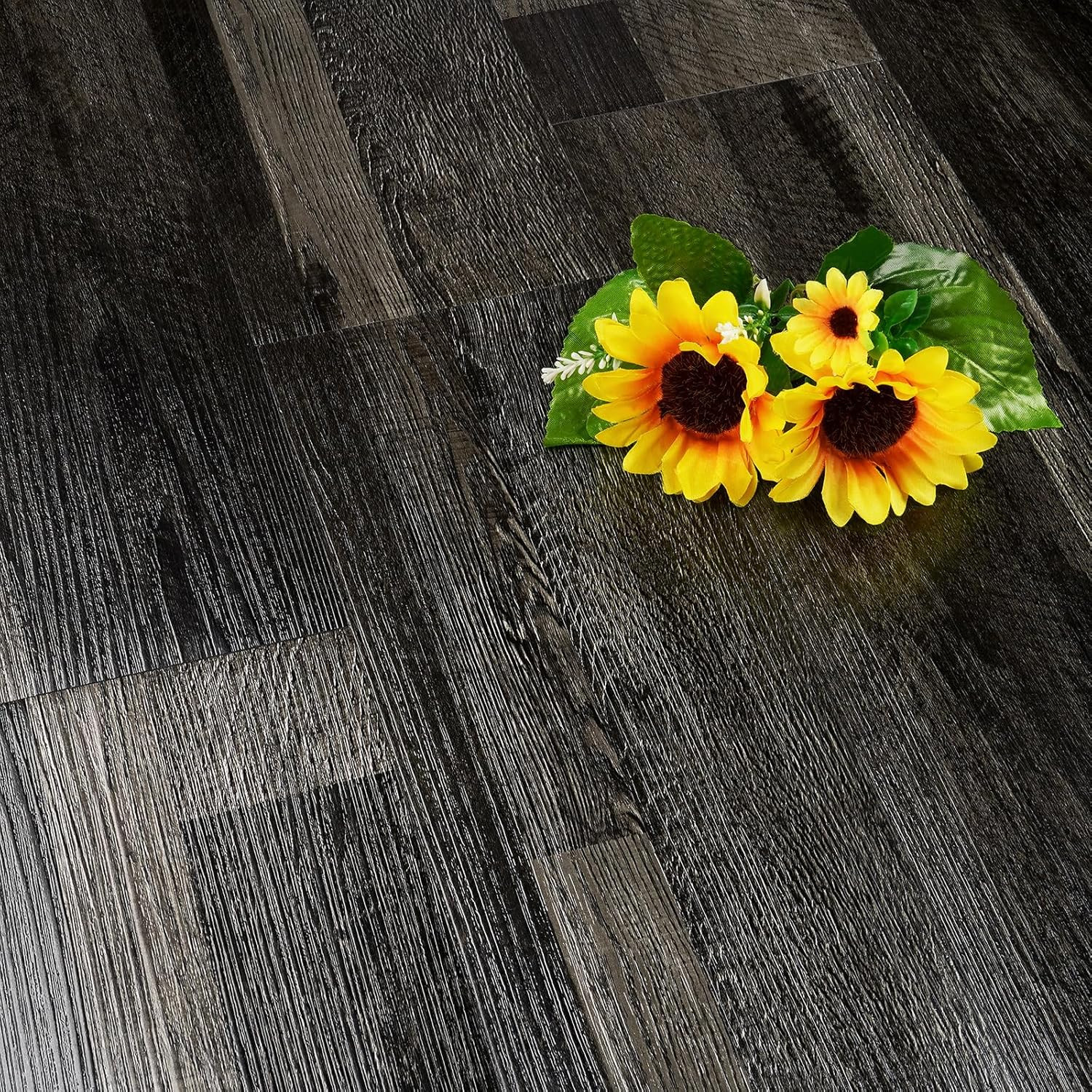 6″X36″ 35 Pcs Black Hard Wood Vinyl Flooring Planks Peel and Stick