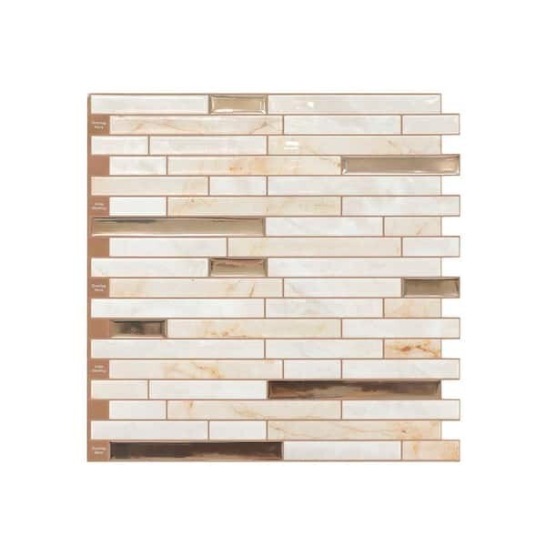 Jeedeson 12 x 12 in. Vinyl Peel and Stick Tile Backsplash Stone Beige (10-Pack)
