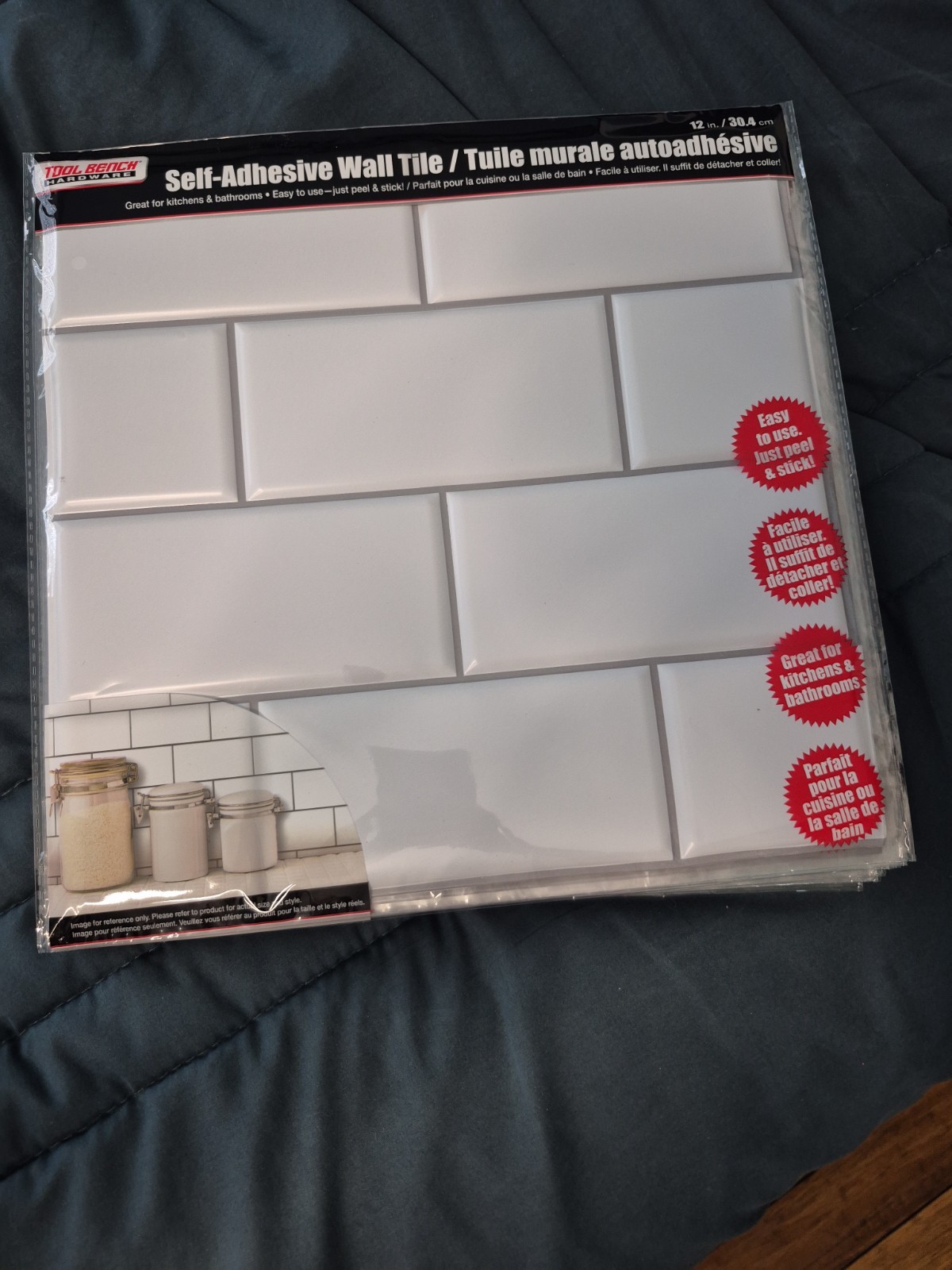 Tool Bench Hardware/Self Adhesive White Faux Subway Wall Tile/ 12in./LOT OF 10