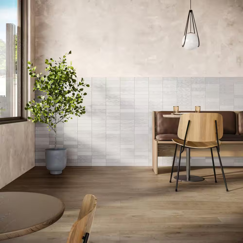 Amagansett Gin White 3 In. X 8 In. Mixed Finish Ceramic Subway Wall Tile (5.38 S