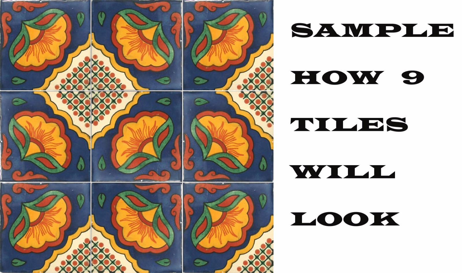 #C073) Mexican Tile sample Ceramic Handmade 4×4 inch, GET MANY AS YOU NEED !!