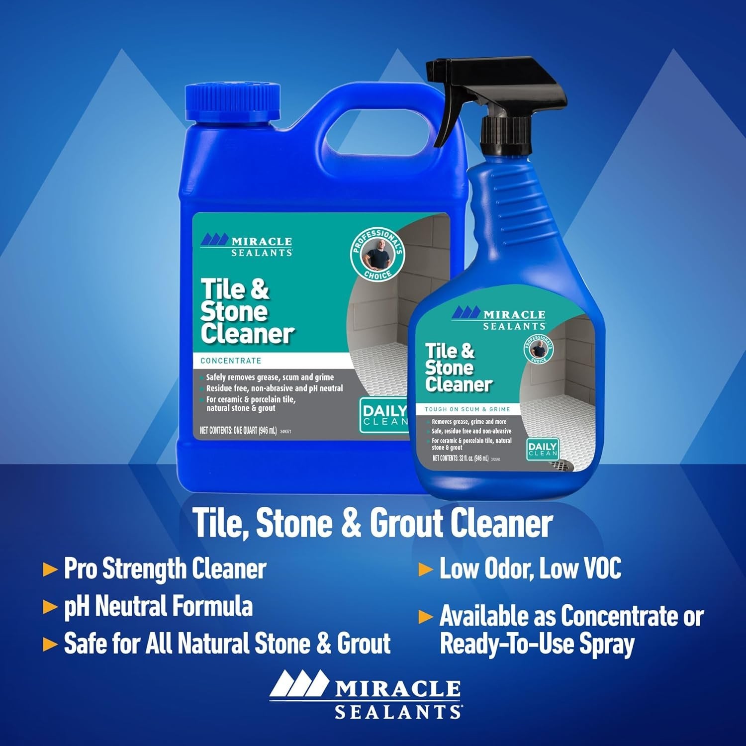 Tile & Stone Cleaner Concentrate for Natural Stone, Tile & Grout, 32 oz