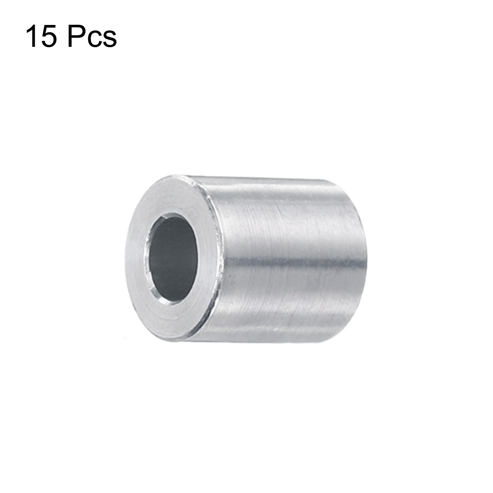 uxcell 15pcs Aluminum Spacer 5mm Bore x 10mm OD x 12mm Length Silver tone