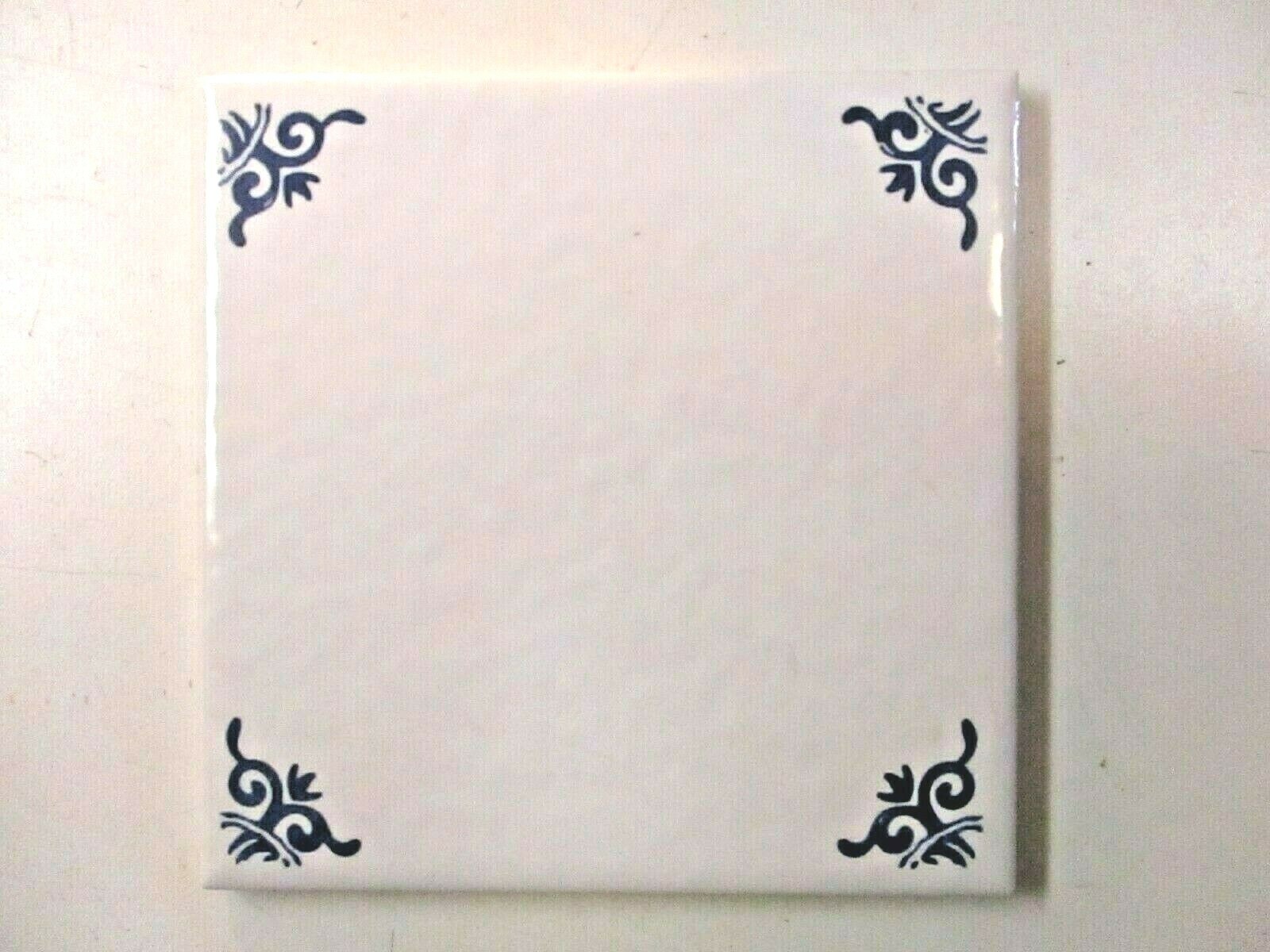 1 Wall Tile US Ceramic USA Delft Blue 4-1/4″ Sq Off White Gloss Dimpled Vtg 1993