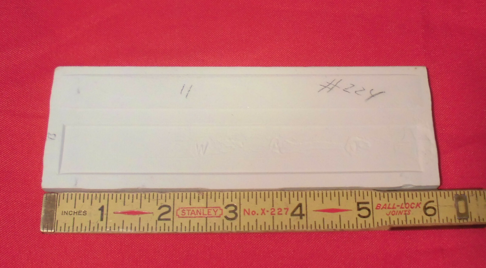 1 pc. Glossy *Horizon Blue* 2” X 6” Bullnose Ceramic Tile by Wenczel Co. NOS