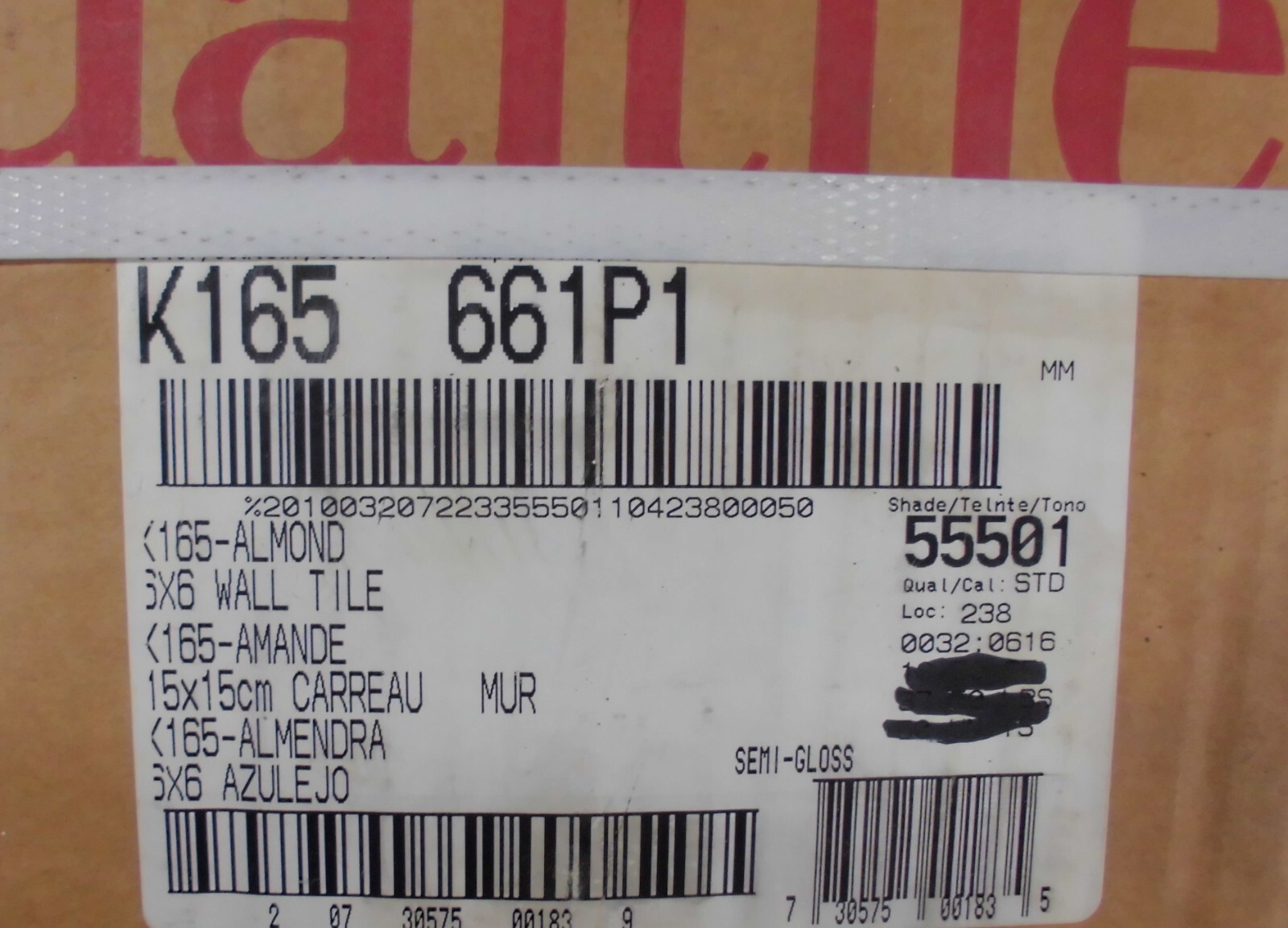 1 pc. Glossy Ceramic Tile *Almond #K-165* 6″X 6″ by Daltile Co. New Stock
